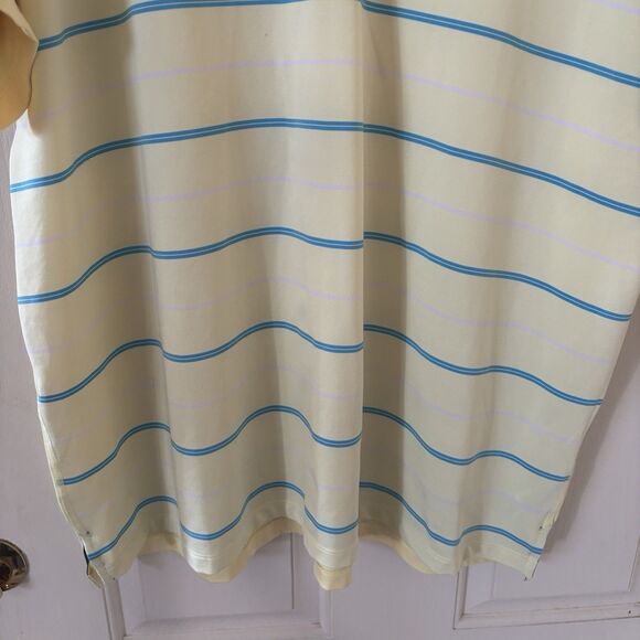 Nike Tiger Woods Men Golf Polo Shirt XXL Yellow Striped Dri-Fit Performance Logo - Picture 7 of 13